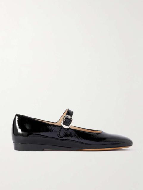 Crinkled patent-leather Mary Jane ballet flats