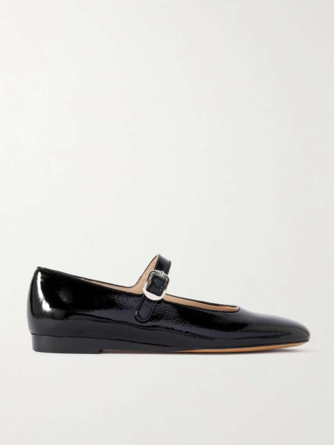 LE MONDE BÉRYL Crinkled patent-leather Mary Jane ballet flats
