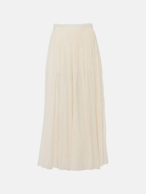 Plissé cotton-blend maxi skirt