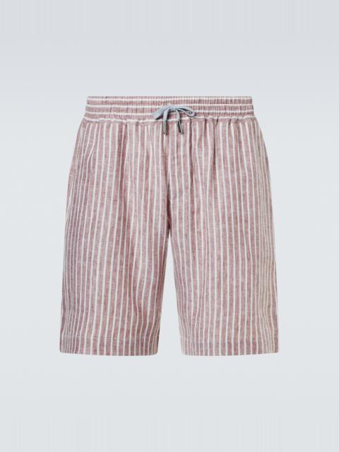 FEDELI Alfa striped linen Bermuda shorts