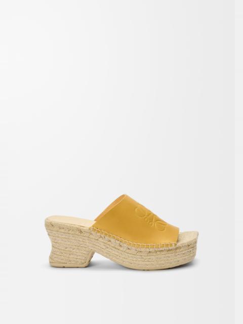 Loewe Petal espadrille platform slide in vegetable-tanned calfskin