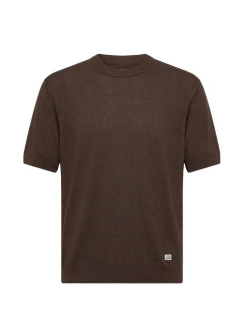 C.P. Company ribbed-trim logo-patch T-shirt