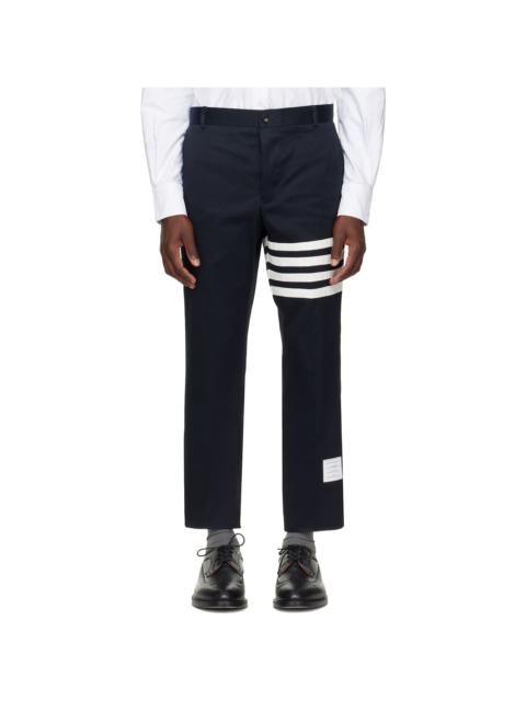 Thom Browne Navy Cotton Twill 4-Bar Unconstructed Trousers