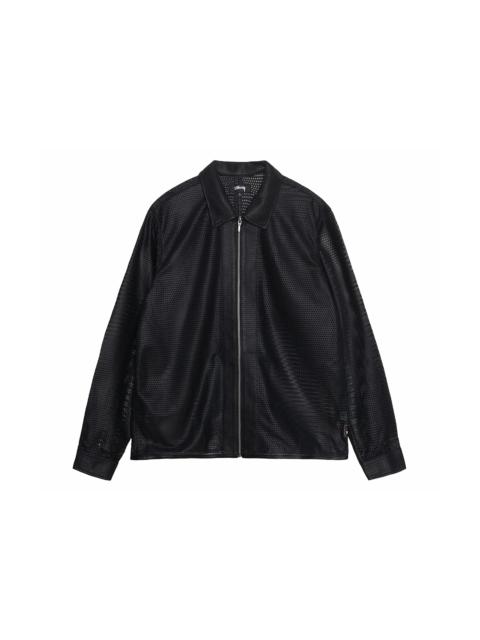 Stüssy Stussy Perforated Leather Zip Shirt Black