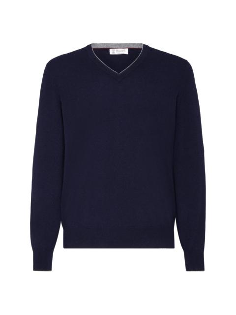 Brunello Cucinelli Men's Cashmere Sweater - Navy Blue