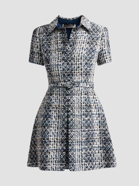 Oscar de la Renta Women's Cotton-Blend Tweed Belted Mini Shirtdress - Blue Ivory