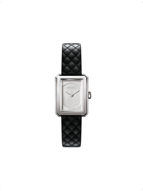 CHANEL H6401 BOY·FRIEND steel and leather quartz watch