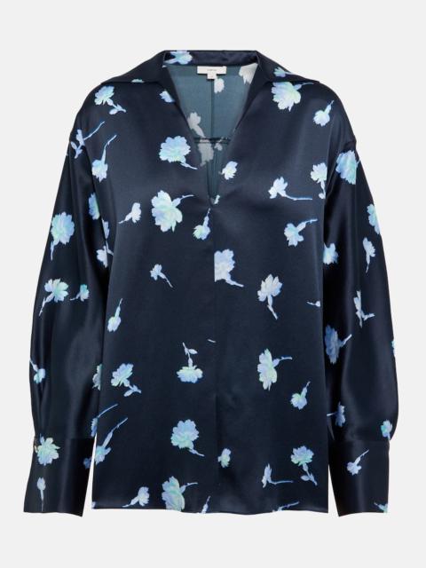 Vince Floral V-neck silk blouse