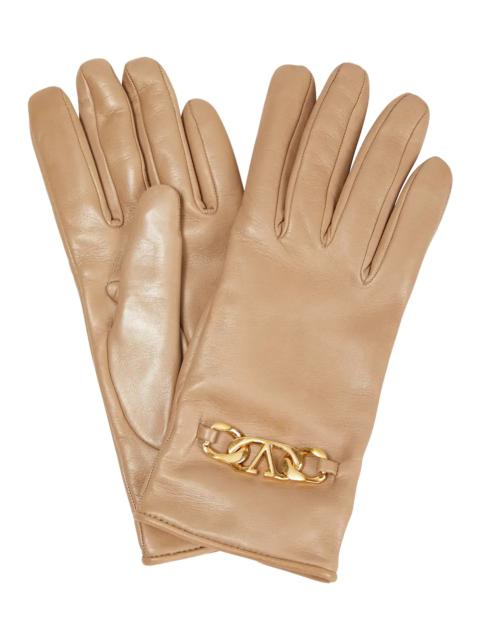 VLogo Chain leather gloves