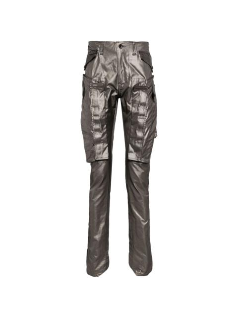 Gasmask coated-finish cargo trousers