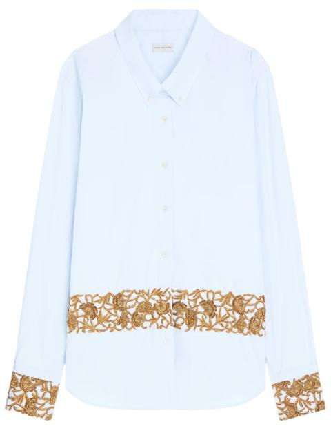 Dries Van Noten Embroidered Cotton Poplin Shirt