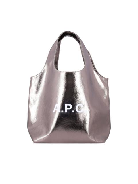 A.P.C. large Ninon metallic logo tote bag