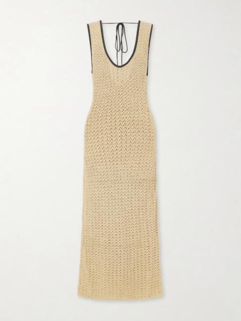 sir the label crochet dress Ellinor Crochet Midi Dress | Light Beige Knit