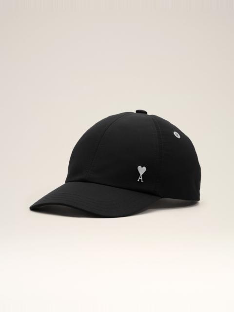 AMI Paris BLACK NYLON AND COTTON CAP WITH AMI DE COEUR STUD