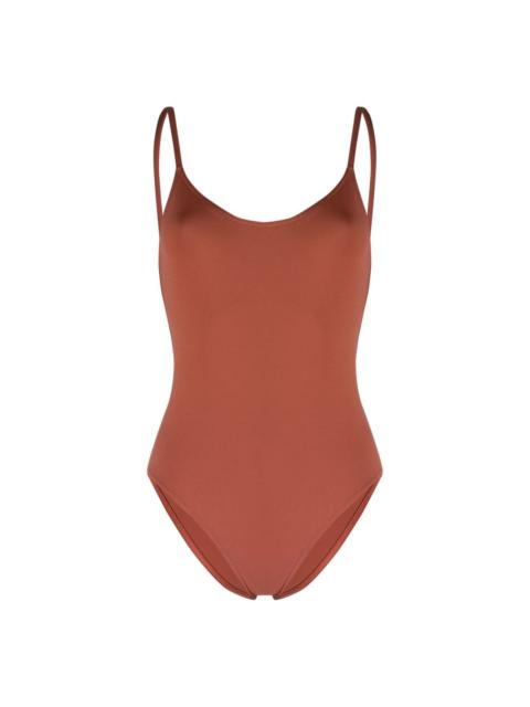 low-back one-piece swimsuit