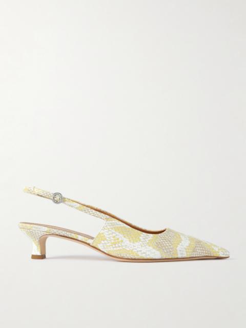 Aeyde Catrina Snake-effect Leather Slingback Pumps
