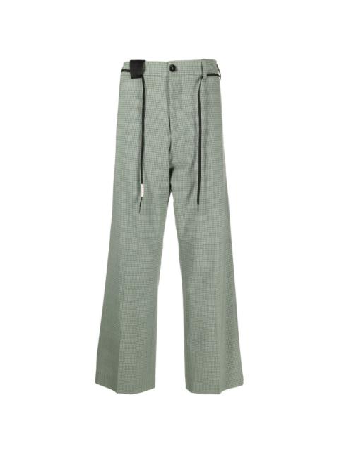 check-pattern wide-leg trousers
