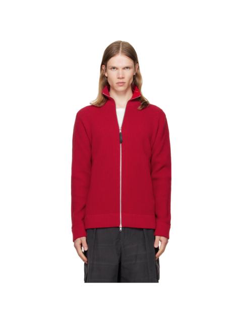 Maison Margiela Red Knit Zip-Up Sweater