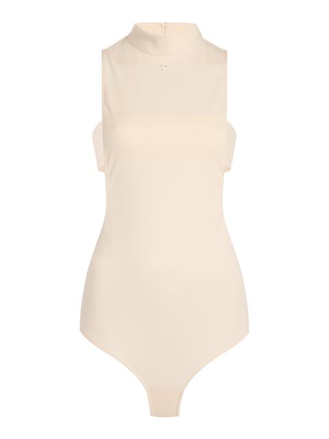 courrèges Mockneck Crepe Jersey Bodysuit ivory