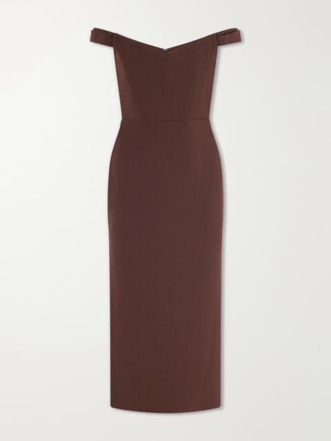 ALEX PERRY Off-the-shoulder Crepe Midi Dress