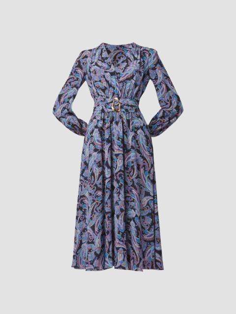 Shoshanna Women's ​Kendall Belted Paisley A-Line Midi-Dress - Violet Multi