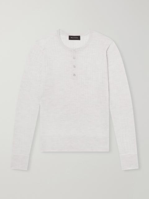 WALES BONNER Nile Ribbed Wool Henley T-Shirt