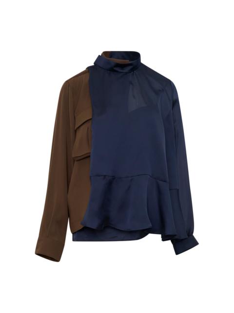 sacai Crepe Back Satin Contrast Blouse