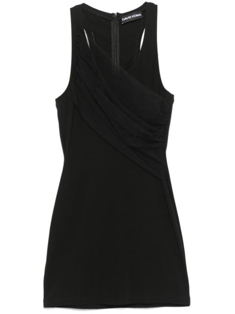 David Koma gathered-tulle tank mini dress