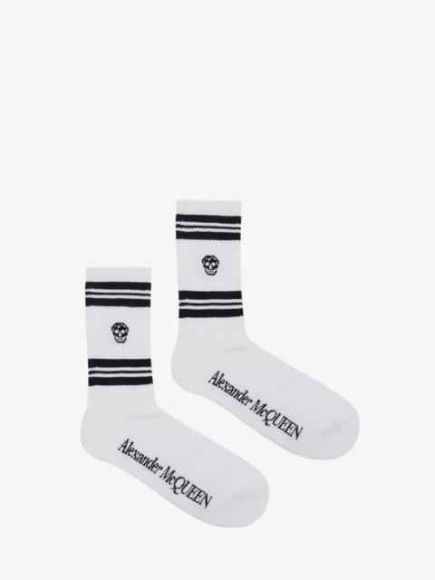 Alexander McQueen Skull Sport Socks in White/black