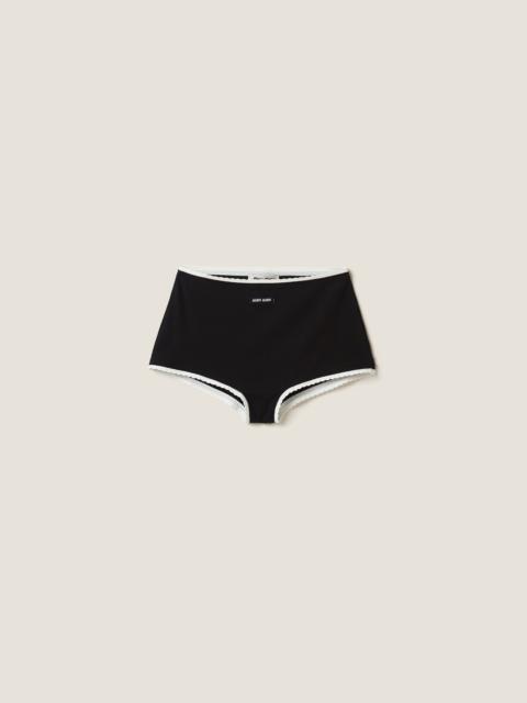 Miu Miu Ribbed knit panties with logo