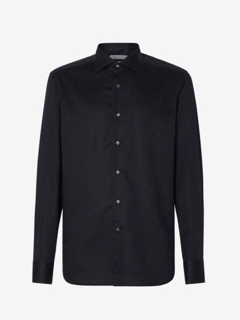 CORNELIANI Black wrinkle-free cotton twill shirt