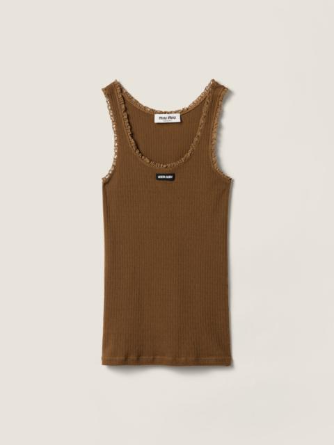 Miu Miu Garment-dyed cotton tank top