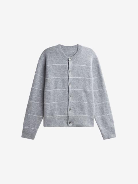 The Frankie Shop Stenvad Crewneck Cardigan - Grey/White Stripe