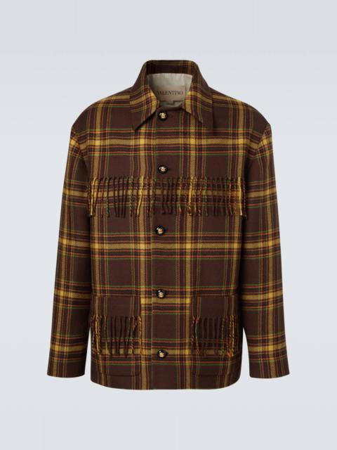 Valentino Checked fringed virgin wool jacket