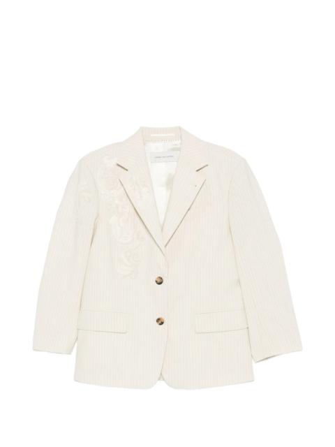Dries Van Noten Dries Van Noten Birdy Embroidered Pinstripe-pattern Blazer