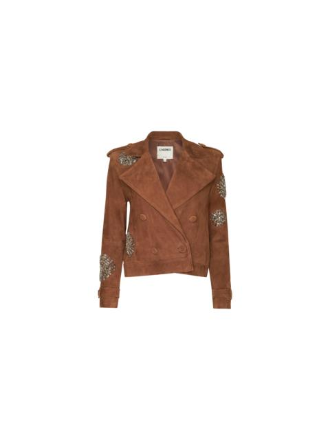 L'AGENCE Xoey Cropped Crystal Trench Coat
