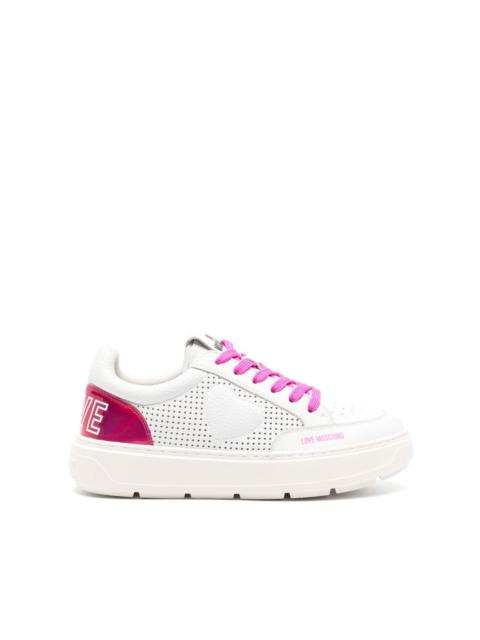 logo-print panelled leather sneakers