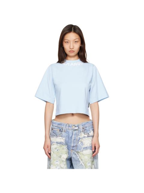 Palm Angels Blue Neck Logo Boxy T-shirt