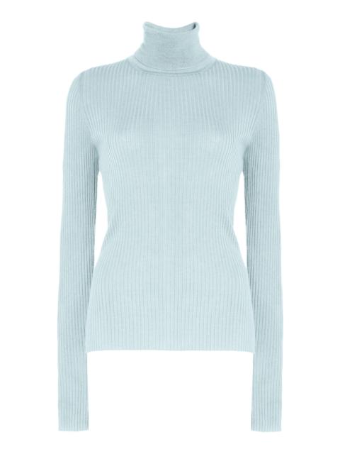 GABRIELA HEARST Peppe Turtleneck Wool-Silk Top light blue