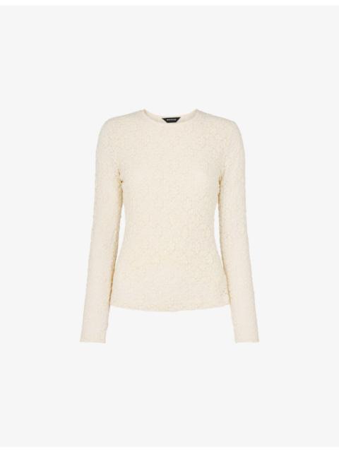 WHISTLES Floral-Pattern Slim-Fit Stretch-Lace Top