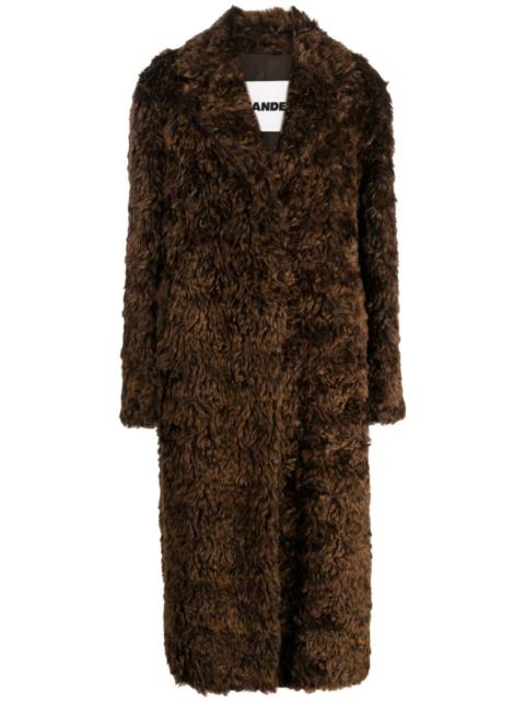 Jil Sander single-breasted faux-fur midi coat