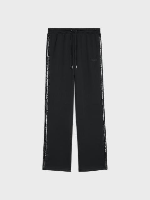 CELINE TRACK PANTS IN DOUBLE FACE JERSEY WITH EMBROIDERED BAND