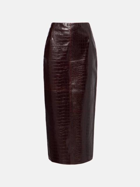 NOUR HAMMOUR Elyse croc-effect leather pencil skirt