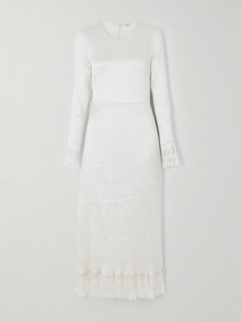FFORME Mina Frayed Textured Silk-blend Satin Midi Dress