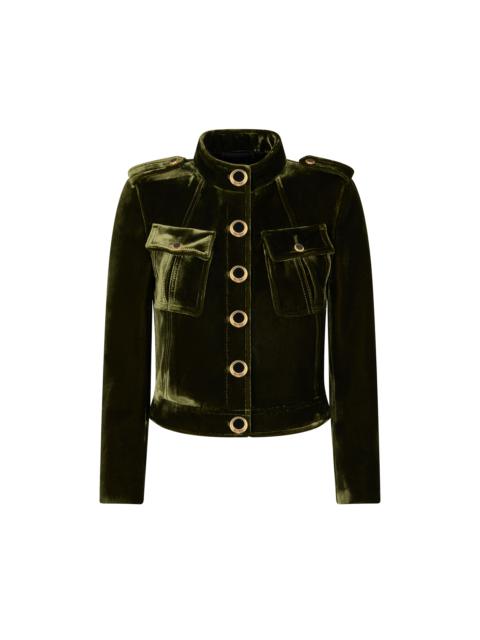 BONDED VELVET MILITARY CHASSEUR JACKET