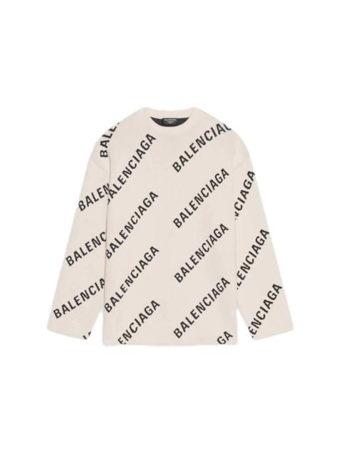 BALENCIAGA Balenciaga Allover Logo Crewneck White