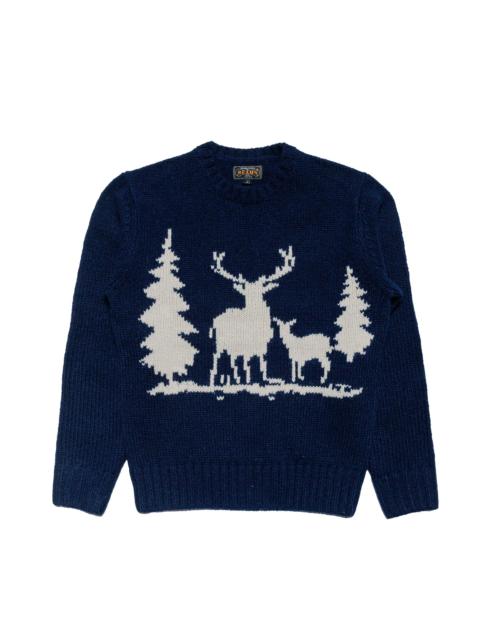BEAMS PLUS Crew Intarsia 3G Navy