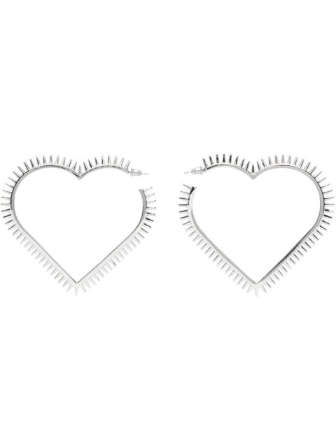 We11done Silver Large Spike Heart Earrings