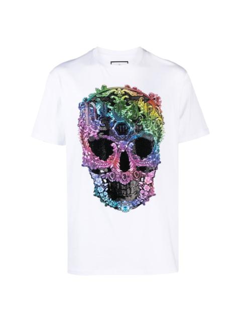 PHILIPP PLEIN rhinestone-embellished skull-print T-shirt