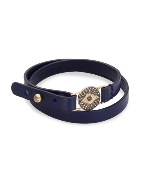 SYDNEY EVAN Women's Evil Eye Medallion Diamond, Blue Sapphire & Leather Choker - Navy